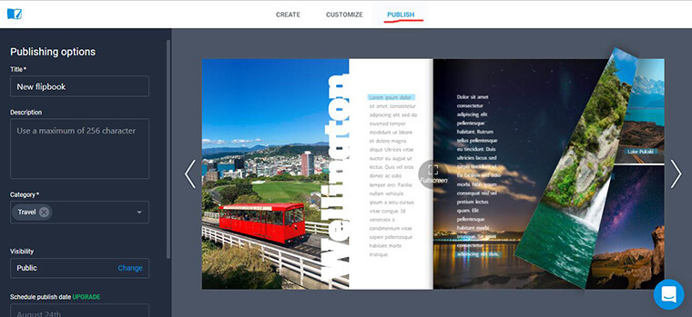 publish flipsnack tempalte